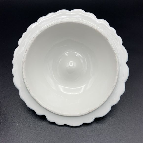 Vtg Italian Vanity Lidded Dish Blue White Pearlescent Retro Correct Glam Boudoir - Picture 5 of 14